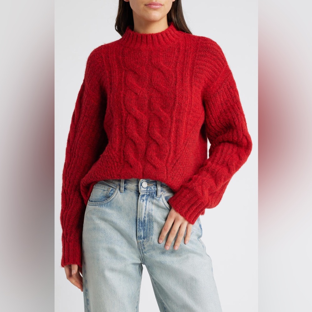 Treasure & Bond Cable Knit Sweater Size Medium‎ Red